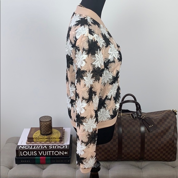 Lucy Paris Lace Bomber Jacket Blush Pink & Black S - Picture 5 of 11